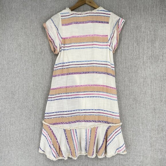 Holding Horses Anthropologie Dress Mini V-Neck Fringe‎ Boho Stripe Shift - Picture 3 of 13